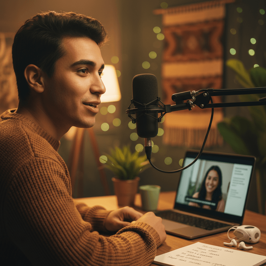 Student practicing Spanish conversation in online session